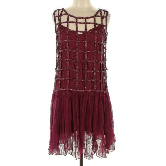 Free People Caged Sequin Ruffle Dress - Picture 1 of 8